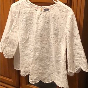 Aerie Eyelet White 3/4 Sleeve Top Sz Large